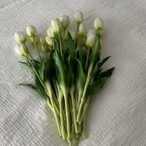 30 Stem Real Touch Latex White and Green Artificial Tulip Bouquet